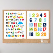 ブルガリア語のアルファベットと数字 ポスター (正面)