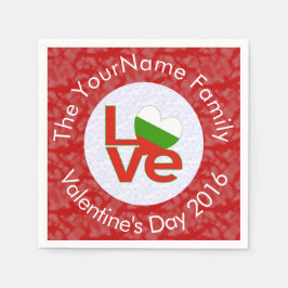 ブルガリア赤LOVE旗パーソナライズされた スタンダードカクテルナプキン