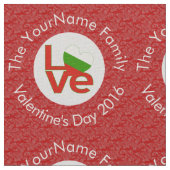 ブルガリア赤LOVE旗パーソナライズされた ファブリック (クローズアップ)