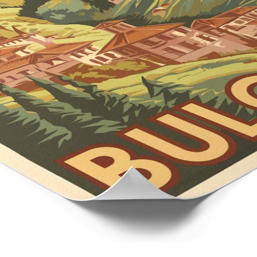 ブルガリア・パインターリーイラストレーショントラベルアートヴィンテージ ポスター (角)