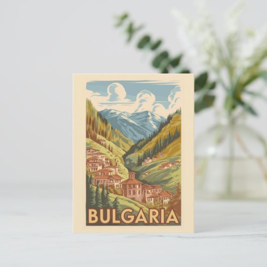 ブルガリア・パインターリーイラストレーショントラベルアートヴィンテージ ポストカード (スタンド正面)