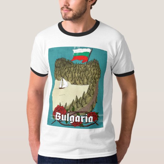ブルガリア ビンテージ 旅行ポスター Tシャツ (正面)