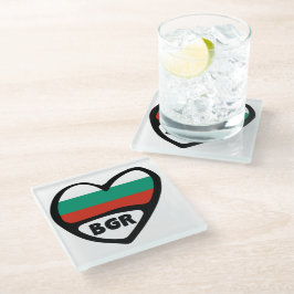 ブルガリア 国コード フラッグ ハート BGR ガラスコースター