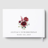 ブルガンディの花、赤い花、グリーン、誕生日 ゲストブック (裏面)