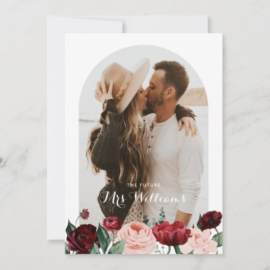 ブルガンディアーチフローラブライダルシャワー招待 招待状 (裏面)