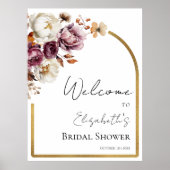 ブルガンディアーチ秋ブライダルシャワーウェルカムサイン ポスター (正面)