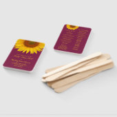 ブルガンディイエローサンフラワー結婚式 プログラムファン ハンドファン (組立なし)