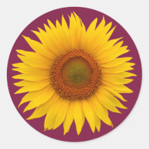 ブルガンディイエローヒマワリ花封筒用シール