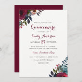 ブルガンディウォーターカラーフローラキンセアニェラ招待状 招待状 (正面/裏面)