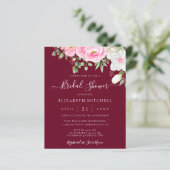 ブルガンディウォーターカラーフローラブライダルシャワー招待状 (スタンド正面)