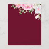 ブルガンディウォーターカラーフローラブライダルシャワー招待状 (裏面)