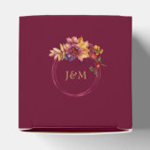 ブルガンディウォーターカラー秋ブーケエレガントな結婚式 フェイバーボックス (上部)