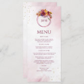 ブルガンディウォーターカラー秋ブーケエレガントな結婚式 メニュー (正面/裏面)