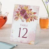 ブルガンディウォーターカラー秋ブーケエレガントな結婚式 台座サイン (インサイチュ)