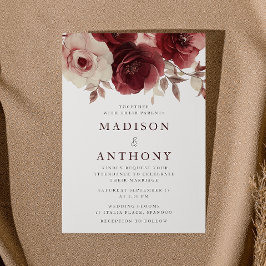 ブルガンディエレガンスヴィンテージ結婚バラ 招待状