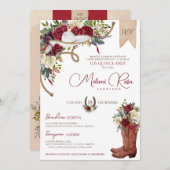 ブルガンディエレガントホワイトチャスペインのーロキンセニェラ 招待状 (正面/裏面)