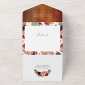 ブルガンディオレンジアンドピンクフローラシック秋 オールインワン招待状 (外側)