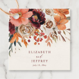 ブルガンディオレンジフローラ秋の結婚式 フェイバータグ