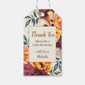 ブルガンディオレンジフローラ金ゴールドグリッター75th誕生日 ギフトタグ (正面)