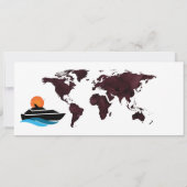 ブルガンディオレンジブルークルーズボーディングパス結婚ズ 招待状 (裏面)