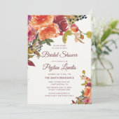 ブルガンディオレンジブルー葉フローラブライダルシャワー 招待状 (スタンド正面)