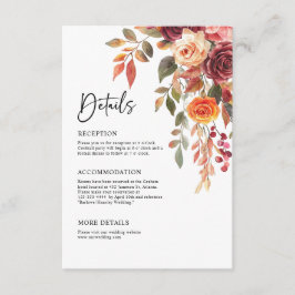 ブルガンディオレンジ秋エレガントウェディング詳細 エンクロージャーカード