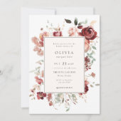 ブルガンディオータムフローラブライダルシャワー 招待状 (正面)