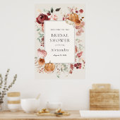 ブルガンディオータム花模様ブライダルシャワーウェルカム ポスター (キッチン)