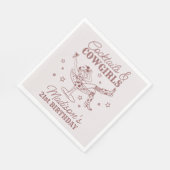 ブルガンディカクテルと女性のカーボーイロデオ誕生日 スタンダードランチョンナプキン (角)