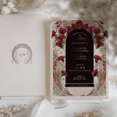 ブルガンディカラリリー結婚ズアールヌーボーミュシャ 箔招待状