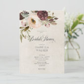 ブルガンディクリームピンクヴィンテージ牡丹ブライダルシャワー 招待状 (スタンド正面)