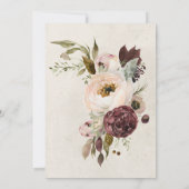 ブルガンディクリームピンクヴィンテージ牡丹ブライダルシャワー 招待状 (裏面)