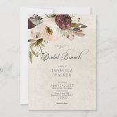 ブルガンディクリームピンクヴィンテージ牡丹ブライダルブランチ 招待状 (正面)