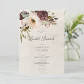 ブルガンディクリームピンクヴィンテージ牡丹ブライダルブランチ 招待状 (スタンド正面)