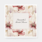 ブルガンディクリームフローラブライダルシャワー スタンダードランチョンナプキン (正面)