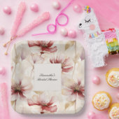 ブルガンディクリームフローラブライダルシャワー ペーパープレート (パーティー)