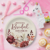 ブルガンディクリームフローラブライダルブランチ ペーパープレート (パーティー)