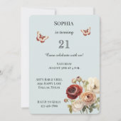 ブルガンディクリームフローラ誕生日 招待状 (正面)