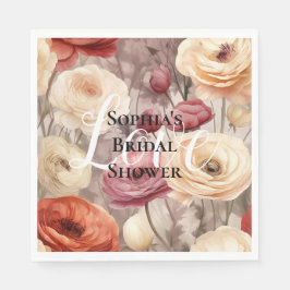 ブルガンディクリーム春の花ブライダルシャワー スタンダードランチョンナプキン