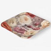 ブルガンディクリーム春の花ブライダルシャワー ペーパープレート (傾斜あり)