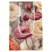 ブルガンディクリーム春の花ブライダルシャワー ミディアムペーパーバッグ (裏面)