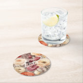 ブルガンディクリーム春の花ブライダルシャワー ラウンドペーパーコースター (インサイチュ)