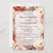 ブルガンディクリーム春の花ブライダルシャワー 招待状 (正面)
