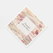 ブルガンディクリーム赤面フローラブライダルシャワー スタンダードランチョンナプキン (角)