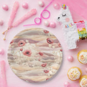 ブルガンディクリーム赤面フローラブライダルシャワー ペーパープレート (パーティー)