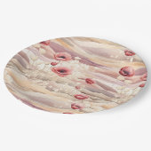 ブルガンディクリーム赤面フローラブライダルシャワー ペーパープレート (アングル)