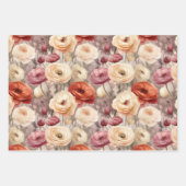 ブルガンディクリーム赤面フローラブライダルシャワー ラッピングペーパーシート (正面3)