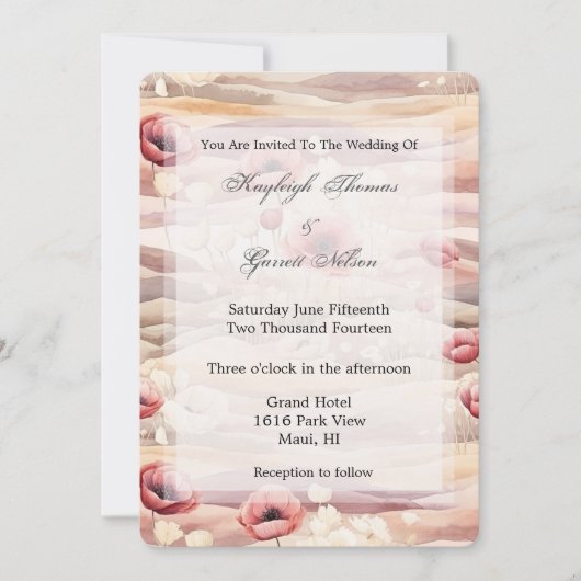 ブルガンディクリーム赤面結婚フローラ 招待状 (正面)