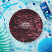 ブルガンディグラムフォイルグリッタータイガーストライプズ ペーパープレート (パーティー)