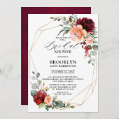 ブルガンディコーラルオレンジユーカリブライダルシャワー 招待状 (正面/裏面)